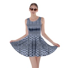 Futuristic Grid Pattern Design Print In Blue Tones Skater Dress by dflcprintsclothing