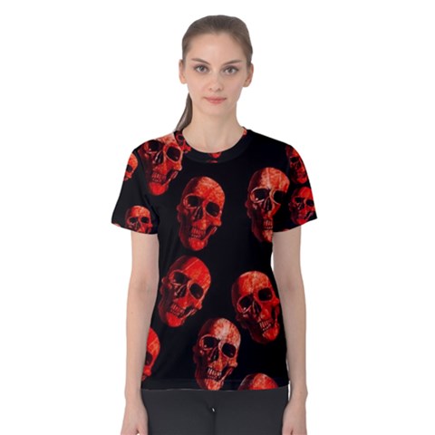Skulls Red Women s Cotton Tees by ImpressiveMoments