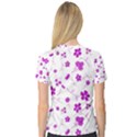Sweet Shiny Floral Pink Women s V-Neck Sport Mesh Tee View2