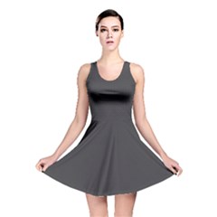 Carbon Fiber Graphite Grey And Black Woven Steel Pattern Reversible Skater Dress by PaperandFrill