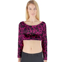 Officially Sexy Pink & Black Cracked Pattern Long Sleeve Crop Top (tight Fit) by OfficiallySexy