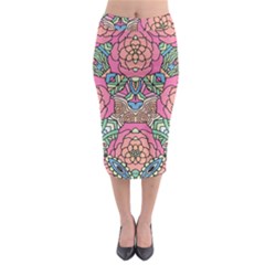 Petals, Carnival, Bold Flower Design Midi Pencil Skirt by Zandiepants