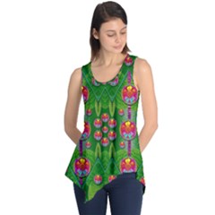 Orchid Forest Filled Of Big Flowers And Chevron Sleeveless Tunic by pepitasart