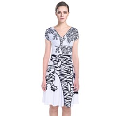 Jt Zebra Stipes 11 X 17 Short Sleeve Front Wrap Dress by WickedCool
