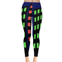 Colorful Abstract City Landscape Leggings  by Valentinaart
