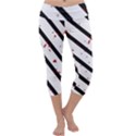 Elegant black, red and white lines Capri Yoga Leggings View1