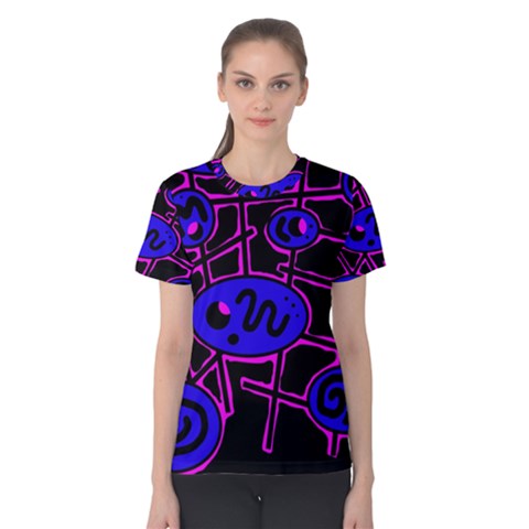 Blue And Magenta Abstraction Women s Cotton Tee by Valentinaart