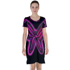 Purple Neon Butterfly Short Sleeve Nightdress by Valentinaart