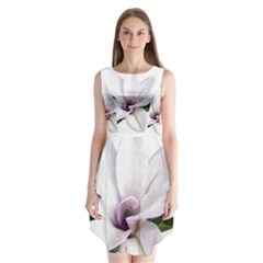 Magnolia Wit Aquarel Painting Art Sleeveless Chiffon Dress   by picsaspassion