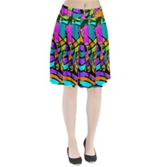 Abstract Sketch Art Squiggly Loops Multicolored Pleated Skirt by EDDArt