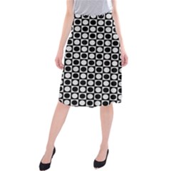 Modern Dots In Squares Mosaic Black White Midi Beach Skirt by EDDArt