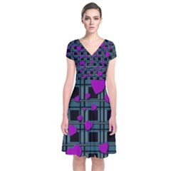 Purple Love Short Sleeve Front Wrap Dress by Valentinaart