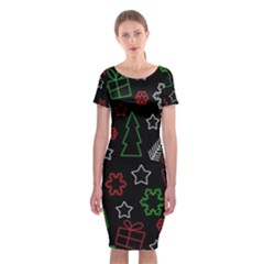 Green And  Red Xmas Pattern Classic Short Sleeve Midi Dress by Valentinaart