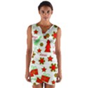 Red and green Christmas pattern Wrap Front Bodycon Dress View1