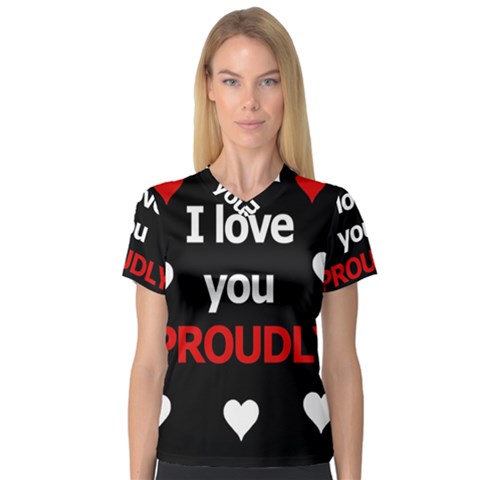 I Love You Proudly Women s V-neck Sport Mesh Tee by Valentinaart