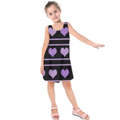 Purple Harts Pattern Kids  Sleeveless Dress by Valentinaart