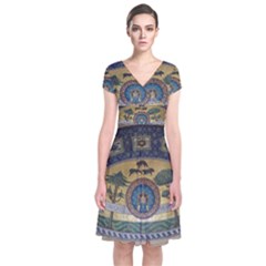 Peace Monument Werder Mountain Short Sleeve Front Wrap Dress by Amaryn4rt