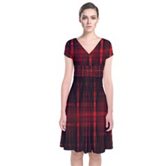 Black And Red Backgrounds Short Sleeve Front Wrap Dress by Amaryn4rt