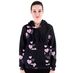 Pink Harts Design Women s Zipper Hoodie by Valentinaart