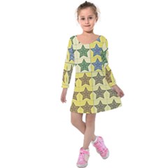 Pattern With A Stars Kids  Long Sleeve Velvet Dress by Nexatart