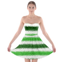 Metallic Green Glitter Stripes Strapless Bra Top Dress by Nexatart