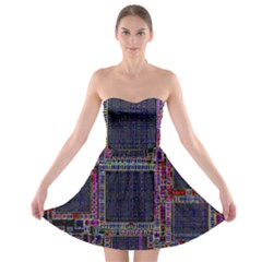 Technology Circuit Board Layout Pattern Strapless Bra Top Dress by Amaryn4rt
