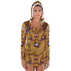 Chinese Dragon Pattern Women s Long Sleeve Hooded T-shirt by Amaryn4rt