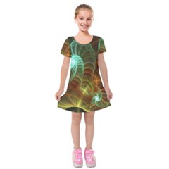 Art Shell Spirals Texture Kids  Short Sleeve Velvet Dress by Simbadda