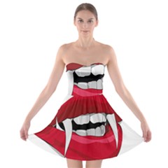 Mouth Jaw Teeth Vampire Blood Strapless Bra Top Dress by Simbadda