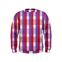 Gingham Pattern Checkered Violet Kids  Sweatshirt by Simbadda