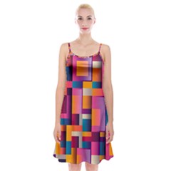 Abstract Background Geometry Blocks Spaghetti Strap Velvet Dress by Simbadda