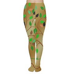 Tree Root Leaves Contour Outlines Women s Tights by Simbadda