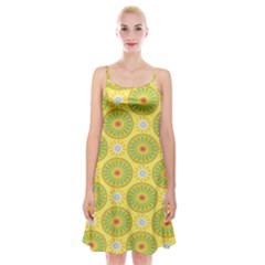 Sunflower Floral Yellow Blue Circle Spaghetti Strap Velvet Dress by Alisyart
