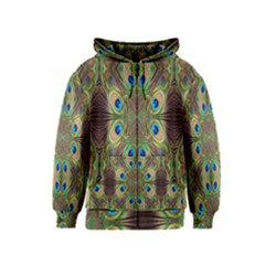 Beautiful Peacock Feathers Seamless Abstract Wallpaper Background Kids  Zipper Hoodie by Simbadda
