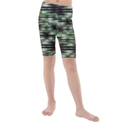 Stripes Camo Pattern Print Kids  Mid Length Swim Shorts by dflcprintsclothing