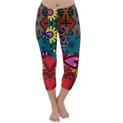 Digitally Created Abstract Patchwork Collage Pattern Capri Winter Leggings  by Amaryn4rt