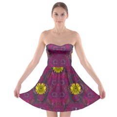 Colors And Wonderful Sun  Flowers Strapless Bra Top Dress by pepitasart
