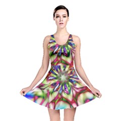 Magic Fractal Flower Multicolored Reversible Skater Dress by EDDArt