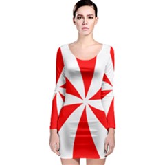 Candy Red White Peppermint Pinwheel Red White Long Sleeve Bodycon Dress by Alisyart