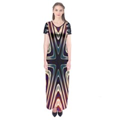 Vibrant Pattern Colorful Seamless Pattern Short Sleeve Maxi Dress by Simbadda