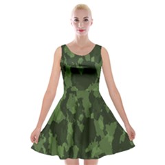 Camouflage Green Army Texture Velvet Skater Dress by Simbadda