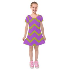Zig Zags Pattern Kids  Short Sleeve Velvet Dress by Valentinaart