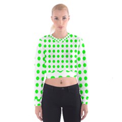 Polka Dot Green Women s Cropped Sweatshirt by Mariart