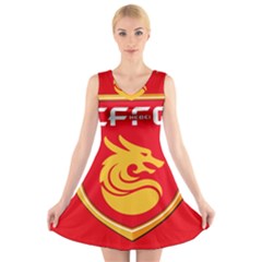 Hebei China Fortune F C  V-neck Sleeveless Skater Dress by Valentinaart