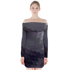 Abstract Pattern Moving Transverse Long Sleeve Off Shoulder Dress by Simbadda