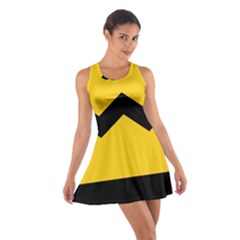 Chevron Wave Yellow Black Line Cotton Racerback Dress by Mariart
