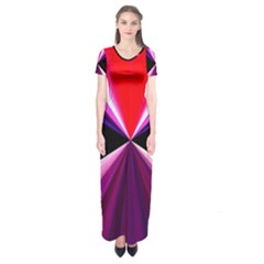 Red And Purple Triangles Abstract Pattern Background Short Sleeve Maxi Dress by Nexatart