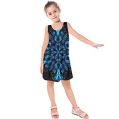 Blue Snowflake Kids  Sleeveless Dress by Nexatart