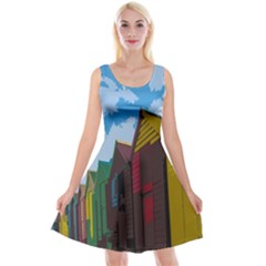 Brightly Colored Dressing Huts Reversible Velvet Sleeveless Dress by Nexatart