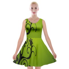 Illustration Wallpaper Barbusak Leaf Green Velvet Skater Dress by Mariart